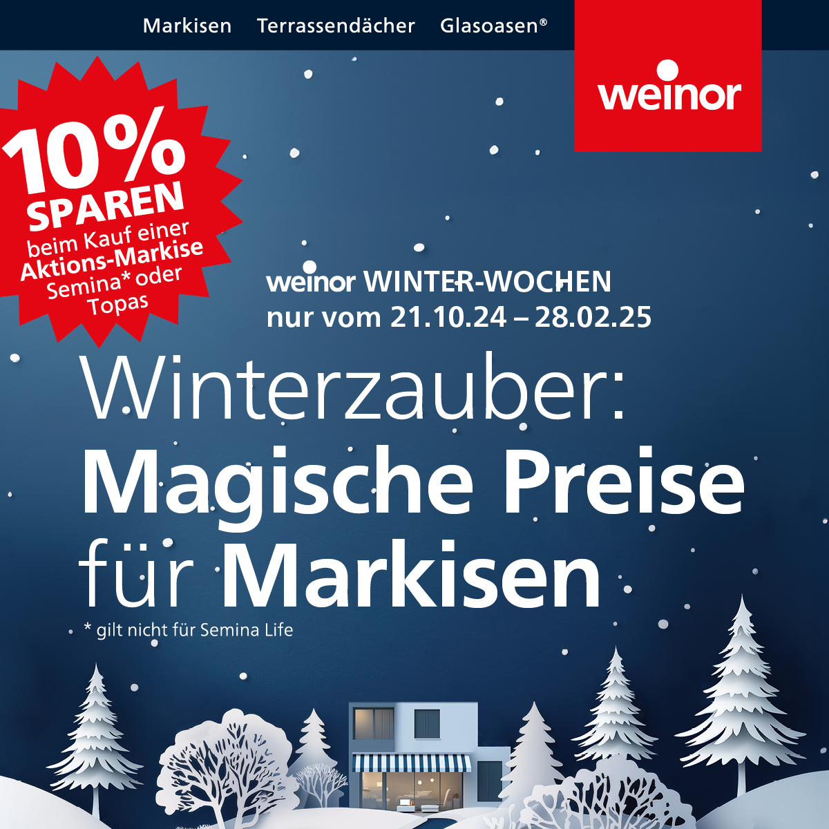 weinor Semina und Topas - jetzt mit 10% Winterrabatt